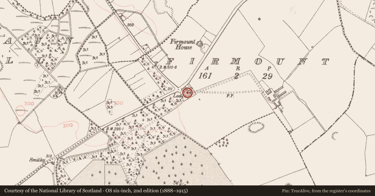 Ordnance Survey six-inch map, 2nd edition (1888–1915) covering the location of Church, Firmount, County Longford, with a pin at the register's coordinates