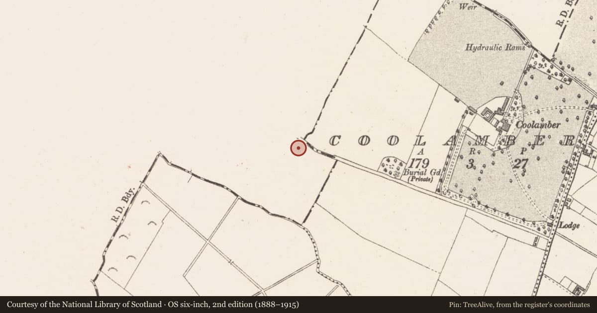Ordnance Survey six-inch map, 2nd edition (1888–1915) covering the location of House - fortified house, Coolamber, County Longford, with a pin at the register's coordinates