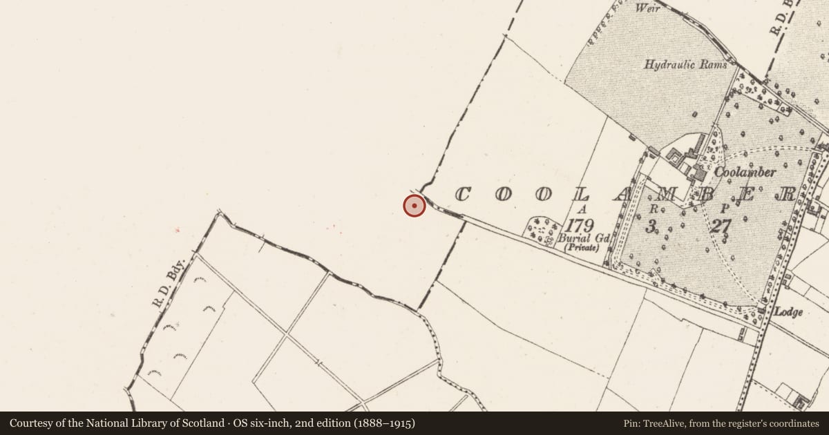 Ordnance Survey six-inch map, 2nd edition (1888–1915) covering the location of Bawn, Coolamber, County Longford, with a pin at the register's coordinates
