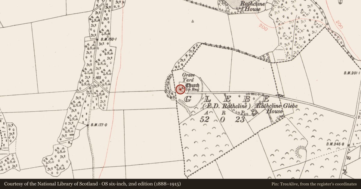 Ordnance Survey six-inch map, 2nd edition (1888–1915) covering the location of Cross, Glebe, County Longford, with a pin at the register's coordinates