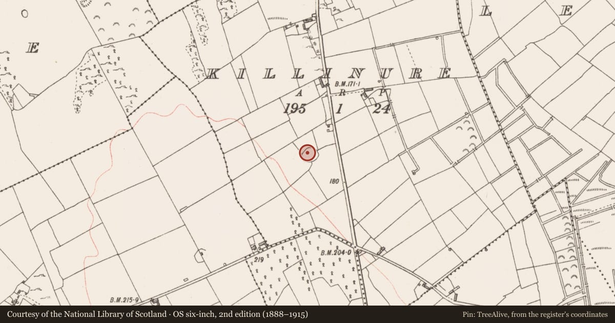 Ordnance Survey six-inch map, 2nd edition (1888–1915) covering the location of Ringfort - rath, Killinure, County Longford, with a pin at the register's coordinates