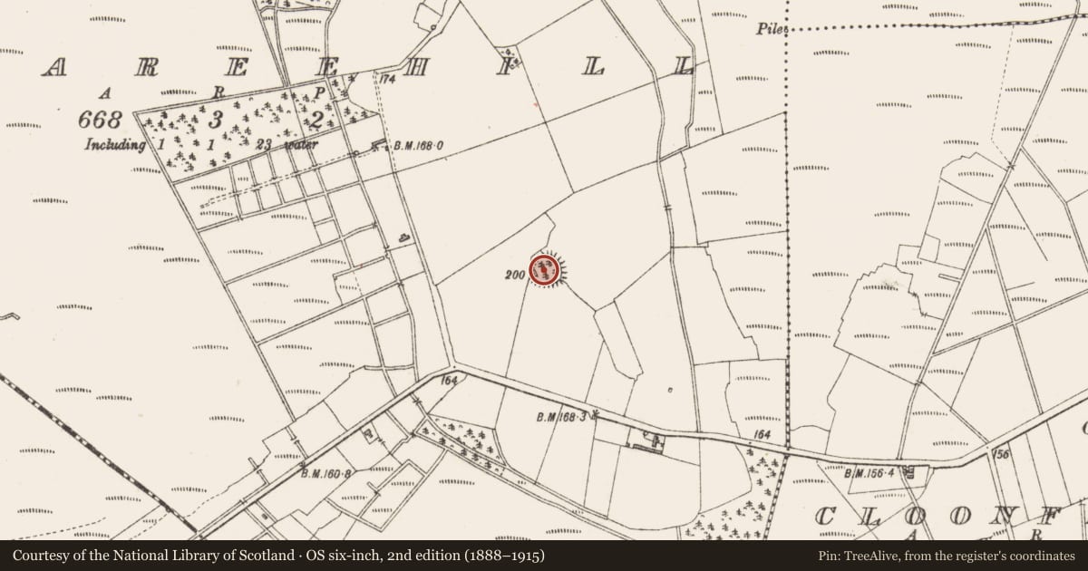Ordnance Survey six-inch map, 2nd edition (1888–1915) covering the location of Ringfort - rath, Rappareehill, County Longford, with a pin at the register's coordinates