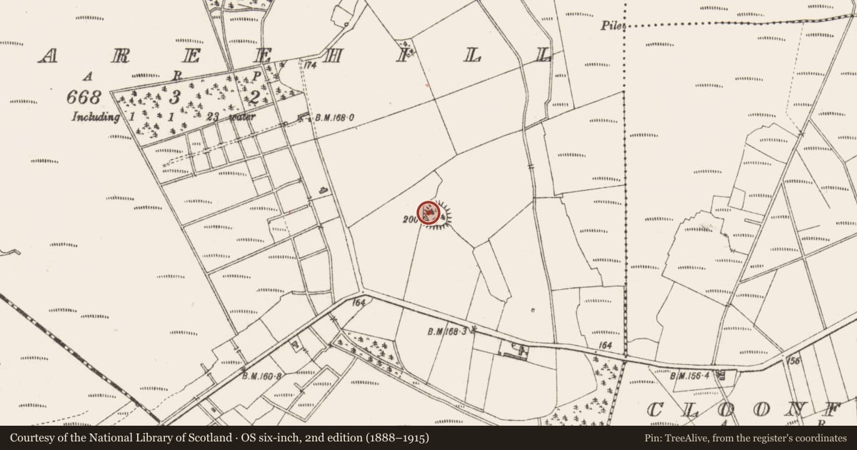 Ordnance Survey six-inch map, 2nd edition (1888–1915) covering the location of Souterrain, Rappareehill, County Longford, with a pin at the register's coordinates