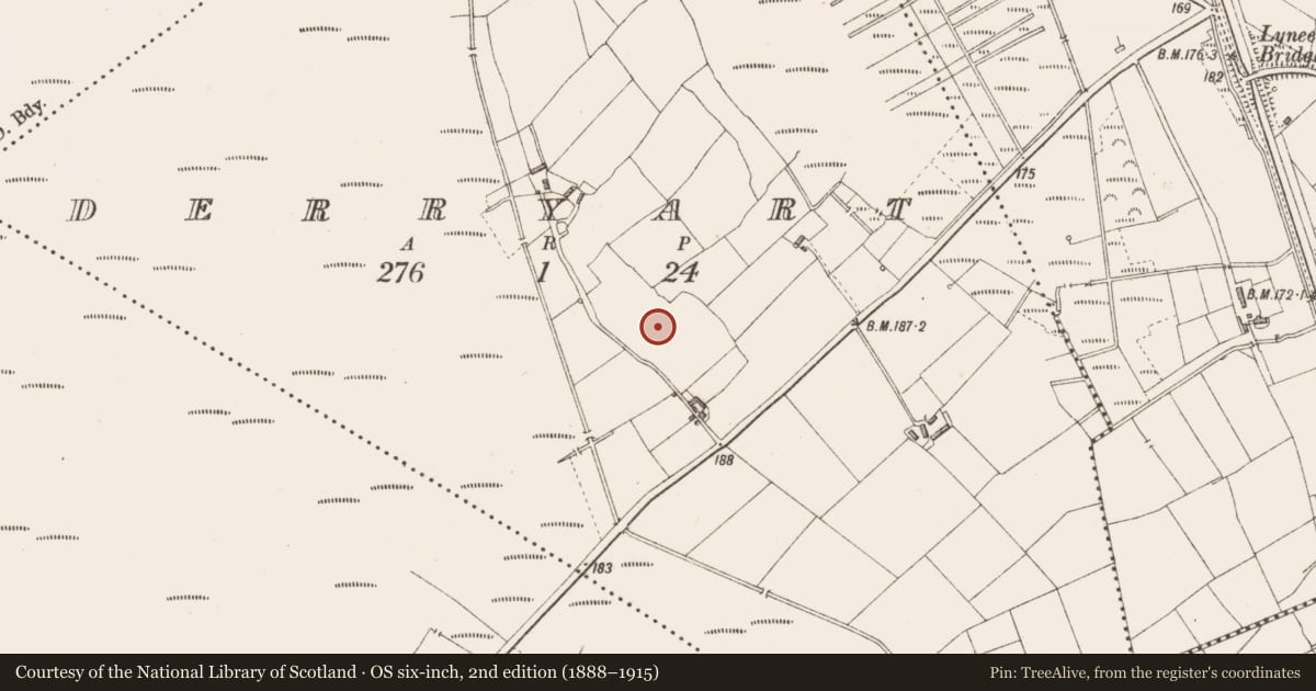 Ordnance Survey six-inch map, 2nd edition (1888–1915) covering the location of Ringfort - rath, Derryart, County Longford, with a pin at the register's coordinates