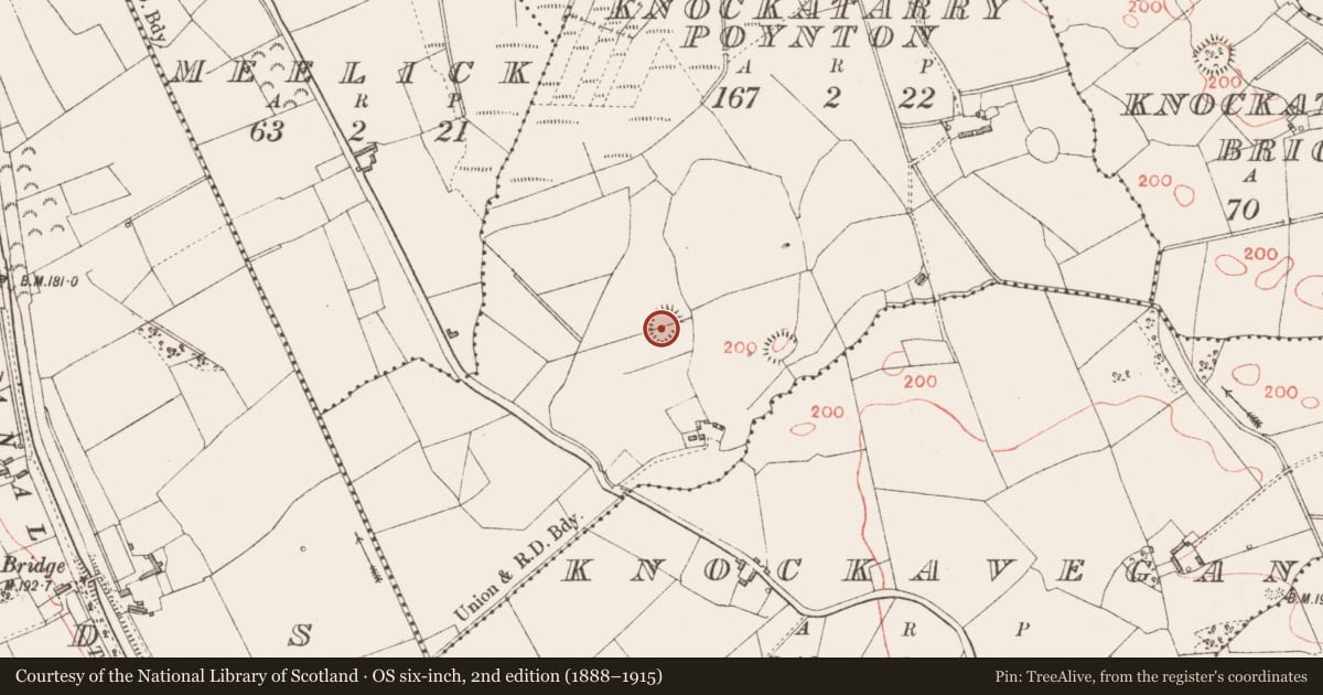 Ordnance Survey six-inch map, 2nd edition (1888–1915) covering the location of Ringfort - rath, Knockatarry (Poynton), County Longford, with a pin at the register's coordinates