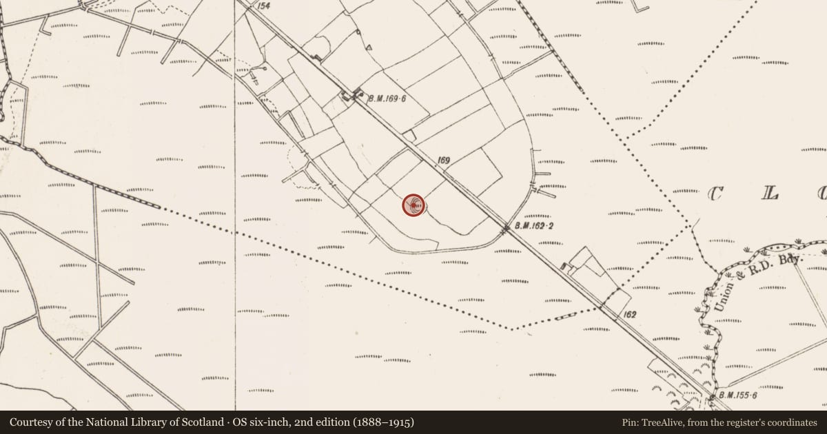 Ordnance Survey six-inch map, 2nd edition (1888–1915) covering the location of Ringfort - rath, Derrygeel, County Longford, with a pin at the register's coordinates