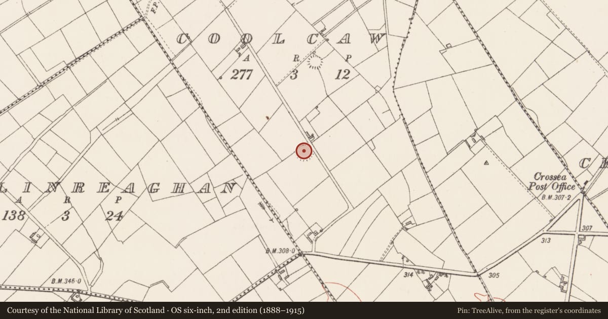Ordnance Survey six-inch map, 2nd edition (1888–1915) covering the location of Ringfort - rath, Coolcaw, County Longford, with a pin at the register's coordinates