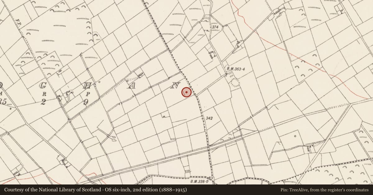 Ordnance Survey six-inch map, 2nd edition (1888–1915) covering the location of Enclosure, Cloghan, County Longford, with a pin at the register's coordinates