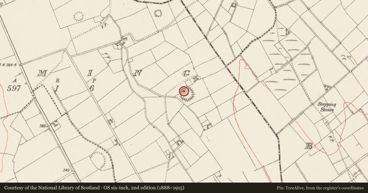 Ordnance Survey six-inch map, 2nd edition (1888–1915) covering the location of Souterrain, Druming, County Longford, with a pin at the register's coordinates