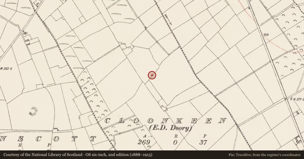 Ordnance Survey six-inch map, 2nd edition (1888–1915) covering the location of Ringfort - rath, Cloonkeen, County Longford, with a pin at the register's coordinates