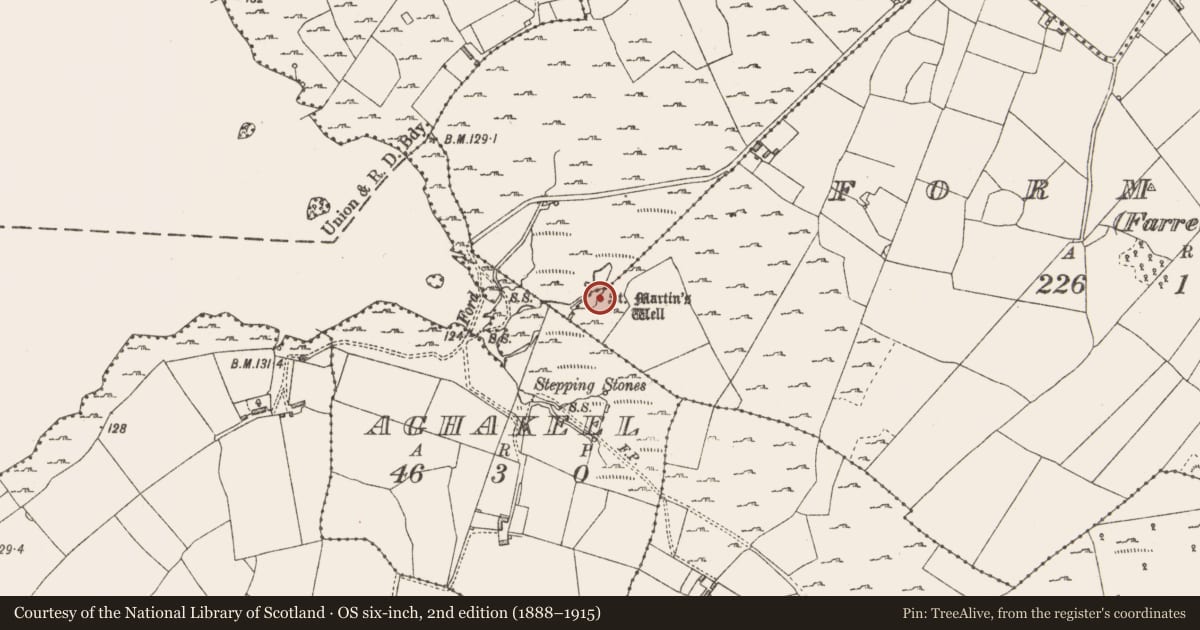 Ordnance Survey six-inch map, 2nd edition (1888–1915) covering the location of Ritual site - holy well, Formoyle (Farrell), County Longford, with a pin at the register's coordinates