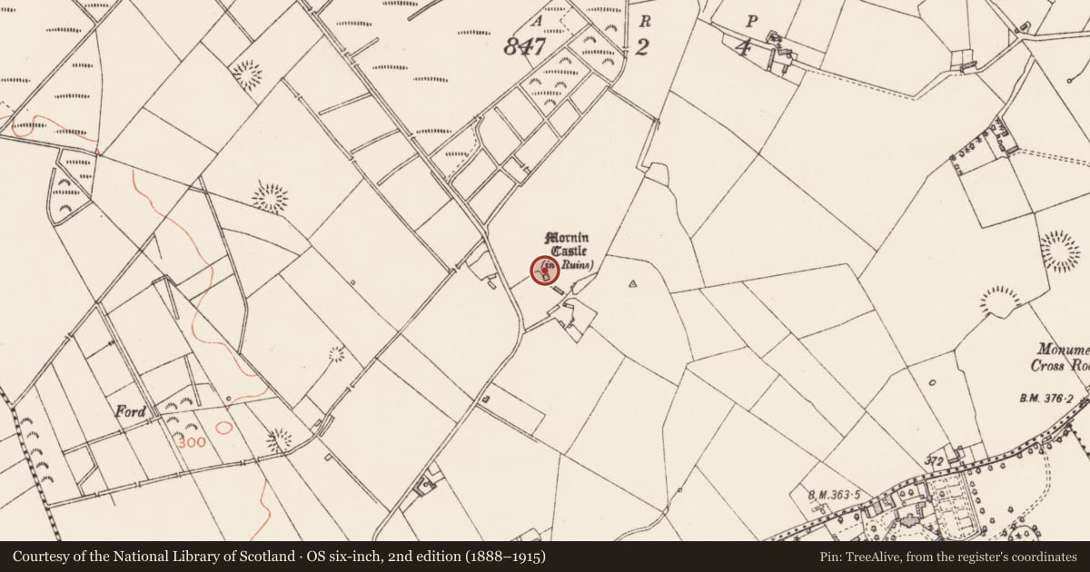 Ordnance Survey six-inch map, 2nd edition (1888–1915) covering the location of House - indeterminate date, Mornin, County Longford, with a pin at the register's coordinates