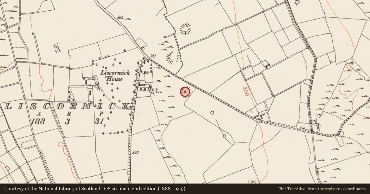 Ordnance Survey six-inch map, 2nd edition (1888–1915) covering the location of Ringfort - rath, Deerpark, County Longford, with a pin at the register's coordinates