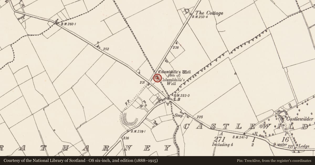 Ordnance Survey six-inch map, 2nd edition (1888–1915) covering the location of Ritual site - holy well, Ratharney, County Longford, with a pin at the register's coordinates