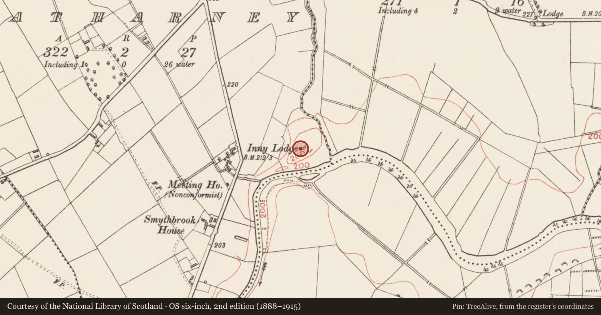 Ordnance Survey six-inch map, 2nd edition (1888–1915) covering the location of Enclosure, Ratharney, County Longford, with a pin at the register's coordinates