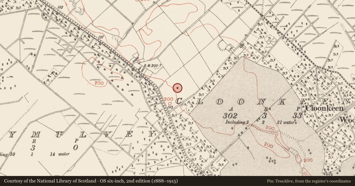 Ordnance Survey six-inch map, 2nd edition (1888–1915) covering the location of Ringfort - rath, Cloonkeen, County Longford, with a pin at the register's coordinates