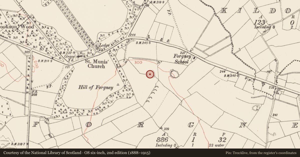 Ordnance Survey six-inch map, 2nd edition (1888–1915) covering the location of Ringfort - rath, Forgney, County Longford, with a pin at the register's coordinates