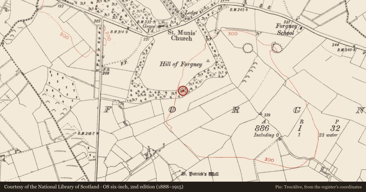 Ordnance Survey six-inch map, 2nd edition (1888–1915) covering the location of Earthwork, Forgney, County Longford, with a pin at the register's coordinates