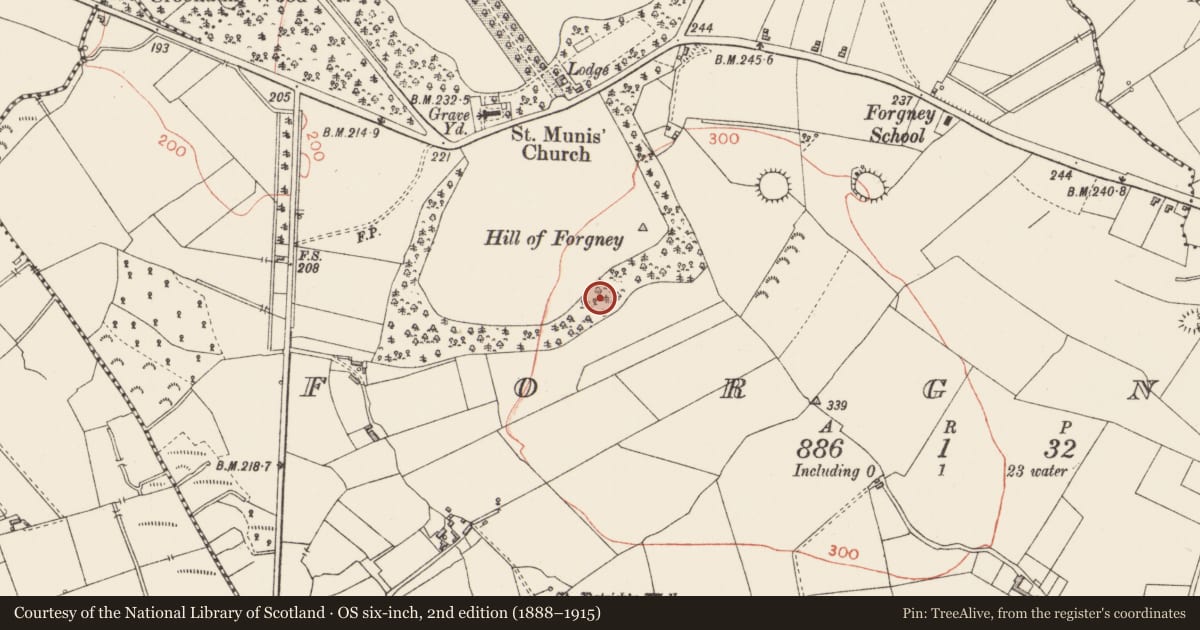 Ordnance Survey six-inch map, 2nd edition (1888–1915) covering the location of Earthwork, Forgney, County Longford, with a pin at the register's coordinates