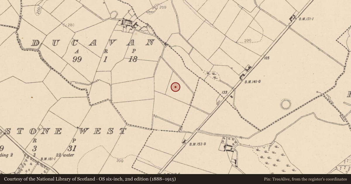Ordnance Survey six-inch map, 2nd edition (1888–1915) covering the location of Barrow - unclassified, Ducavan, County Louth, with a pin at the register's coordinates