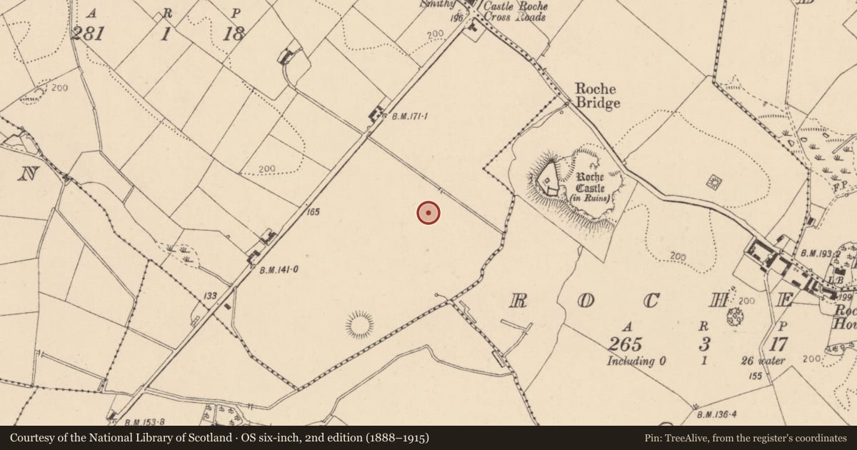 Ordnance Survey six-inch map, 2nd edition (1888–1915) covering the location of Enclosure - large enclosure, Edenakill, County Louth, with a pin at the register's coordinates