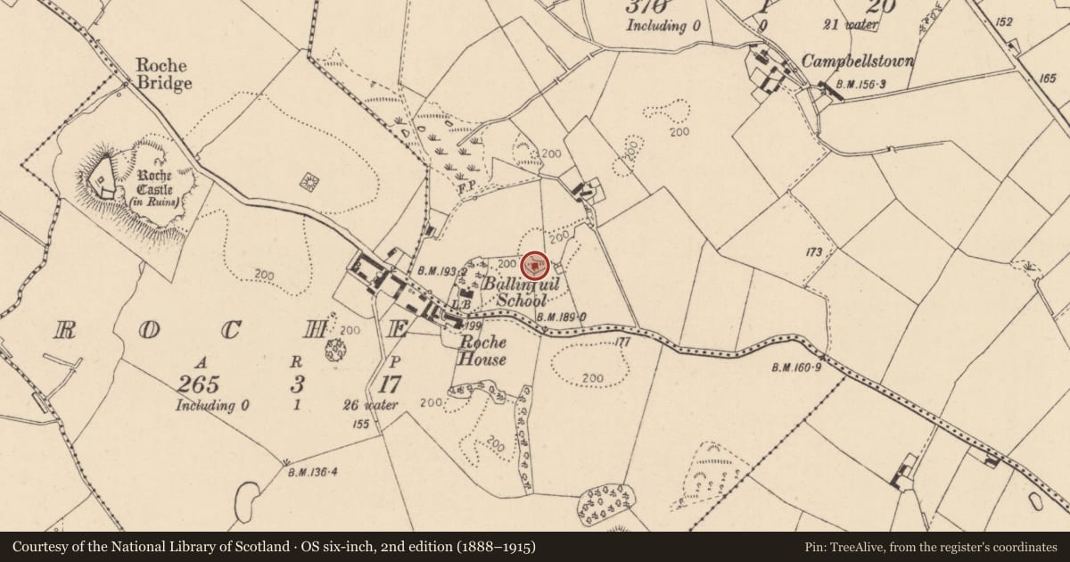 Ordnance Survey six-inch map, 2nd edition (1888–1915) covering the location of Cist, Ballinfuil, County Louth, with a pin at the register's coordinates
