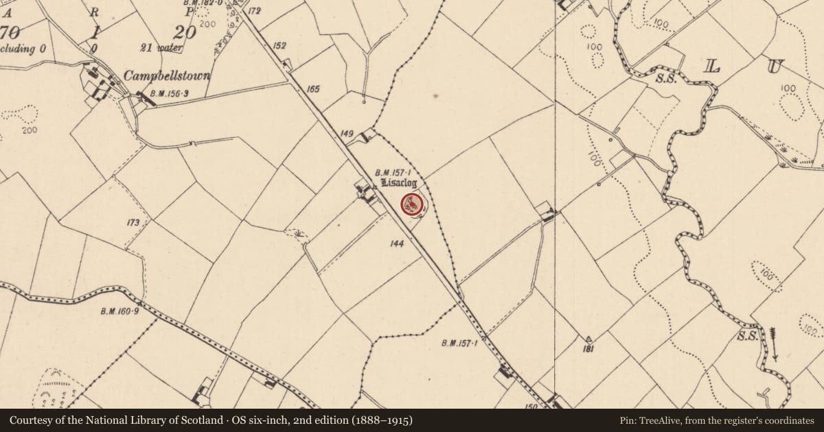 Ordnance Survey six-inch map, 2nd edition (1888–1915) covering the location of Enclosure, Ballinfuil, County Louth, with a pin at the register's coordinates