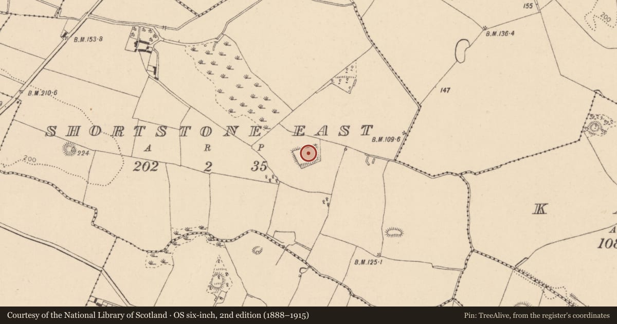 Ordnance Survey six-inch map, 2nd edition (1888–1915) covering the location of Bawn, Shortstone East, County Louth, with a pin at the register's coordinates