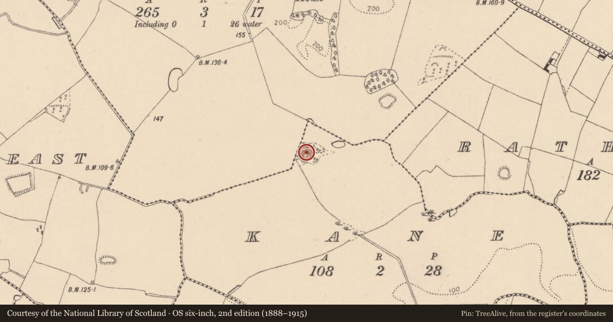 Ordnance Survey six-inch map, 2nd edition (1888–1915) covering the location of Promontory fort - inland, Kane, County Louth, with a pin at the register's coordinates