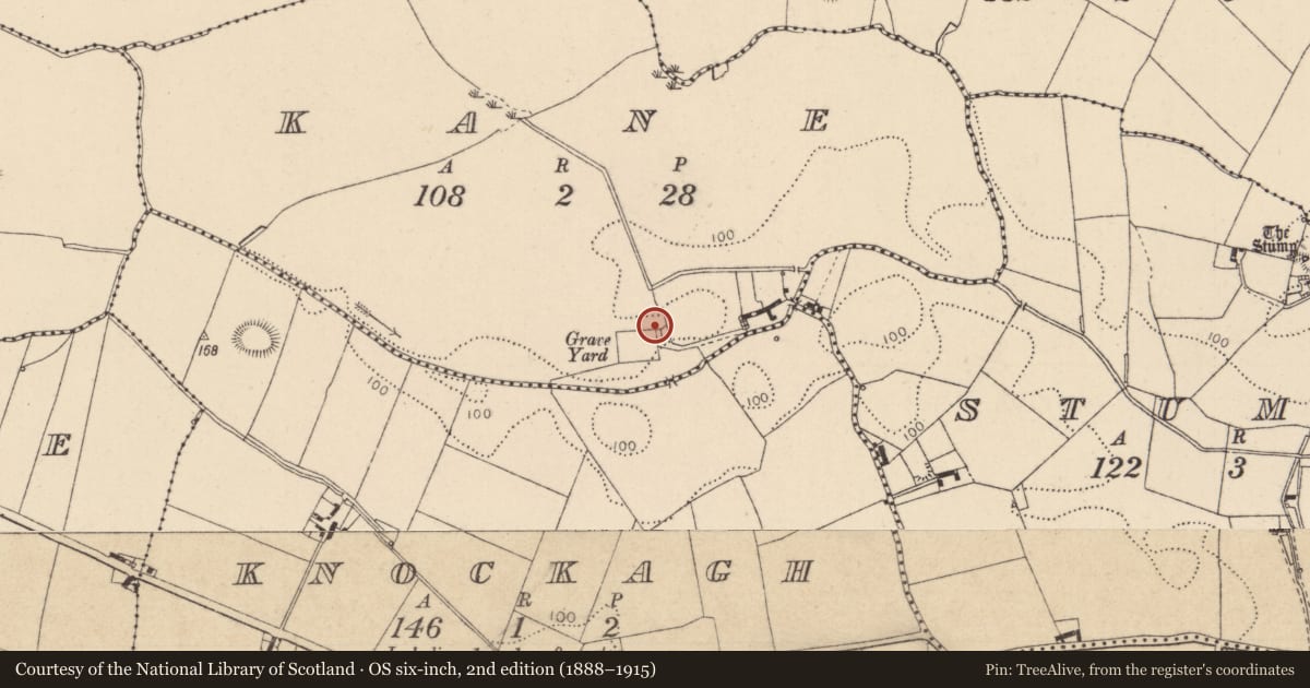 Ordnance Survey six-inch map, 2nd edition (1888–1915) covering the location of Souterrain, Kane, County Louth, with a pin at the register's coordinates