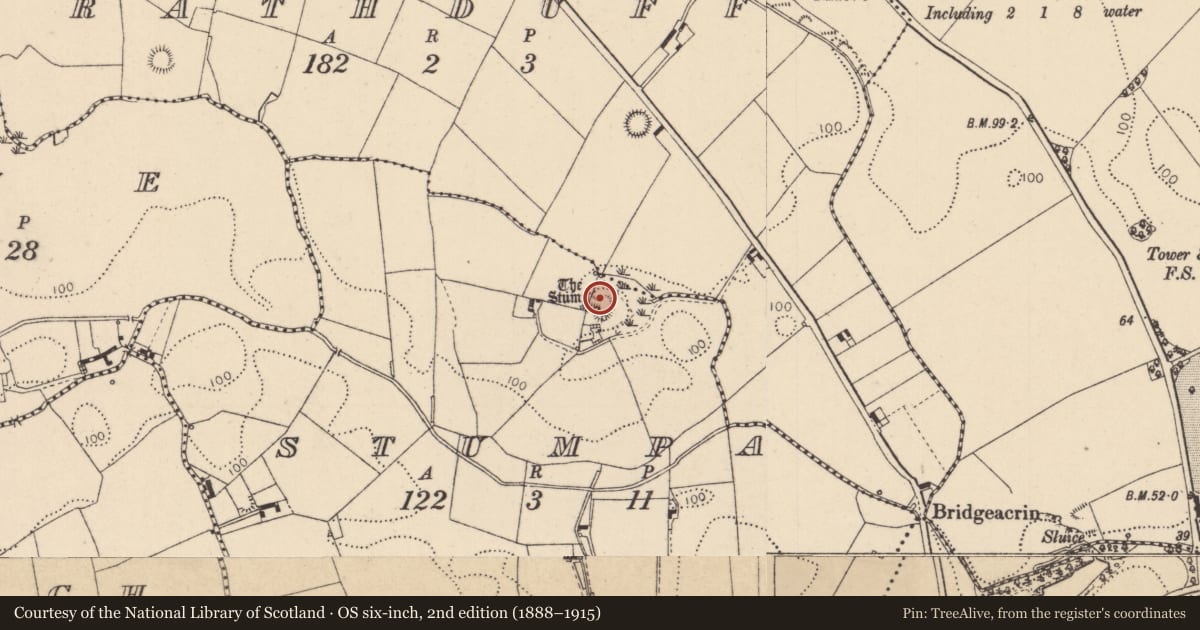 Ordnance Survey six-inch map, 2nd edition (1888–1915) covering the location of Earthwork, Stumpa, County Louth, with a pin at the register's coordinates