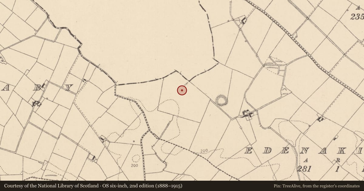 Ordnance Survey six-inch map, 2nd edition (1888–1915) covering the location of Earthwork, Edenakill, County Louth, with a pin at the register's coordinates