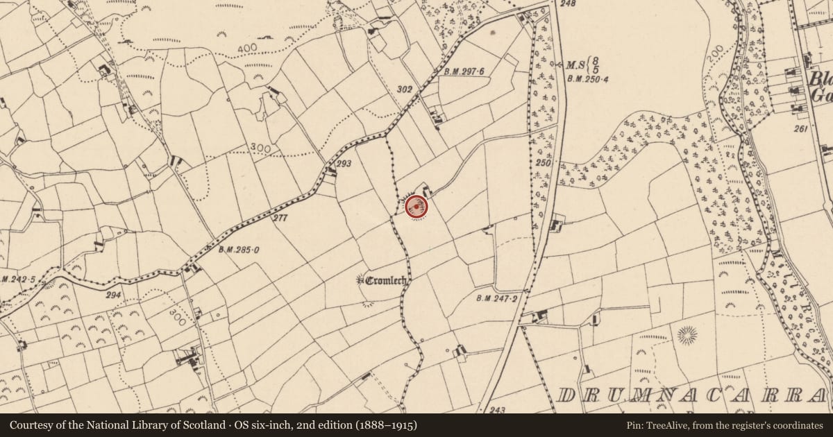 Ordnance Survey six-inch map, 2nd edition (1888–1915) covering the location of Ringfort - rath, Drumnasillagh, County Louth, with a pin at the register's coordinates