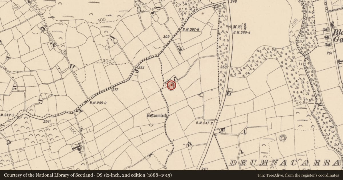 Ordnance Survey six-inch map, 2nd edition (1888–1915) covering the location of Souterrain, Drumnasillagh, County Louth, with a pin at the register's coordinates