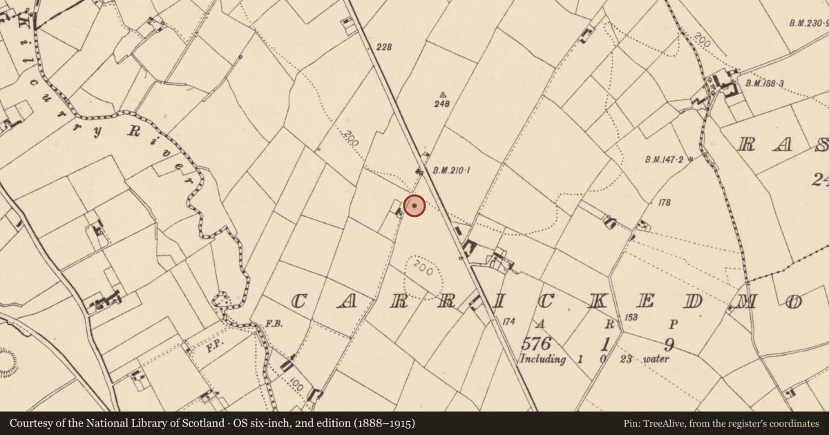 Ordnance Survey six-inch map, 2nd edition (1888–1915) covering the location of Cairn - unclassified, Carrickedmond, County Louth, with a pin at the register's coordinates