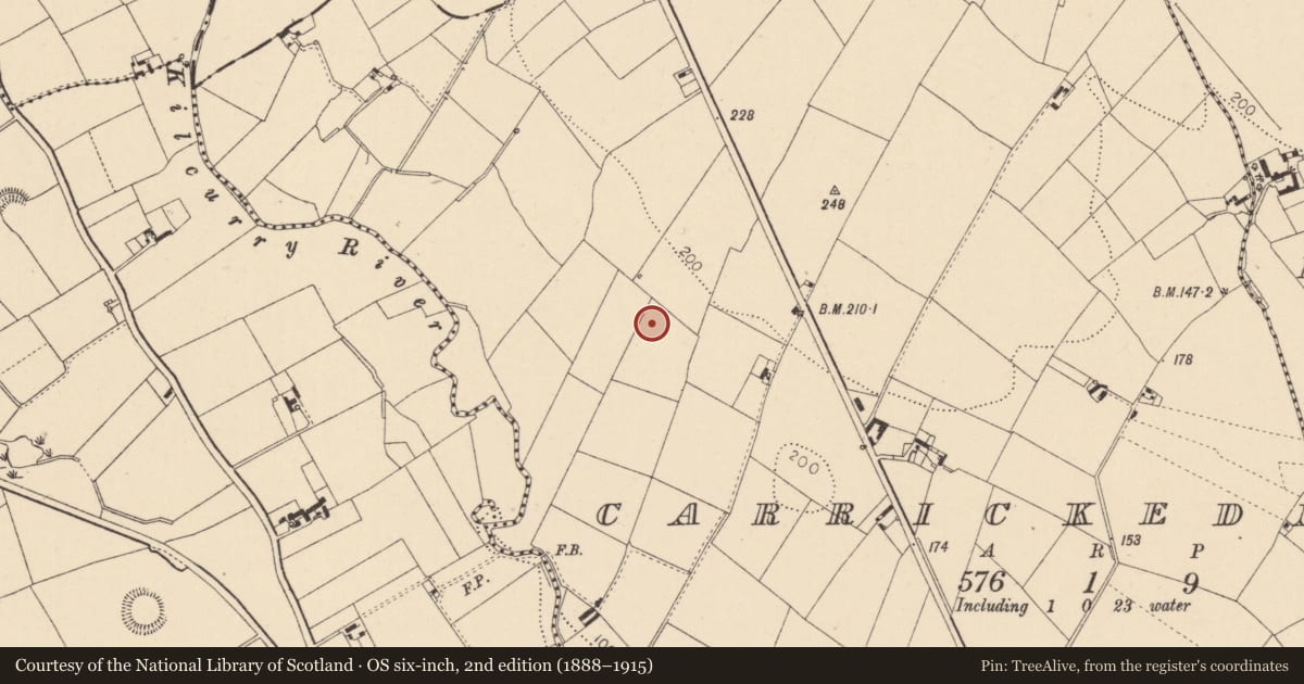 Ordnance Survey six-inch map, 2nd edition (1888–1915) covering the location of Cairn - unclassified, Carrickedmond, County Louth, with a pin at the register's coordinates