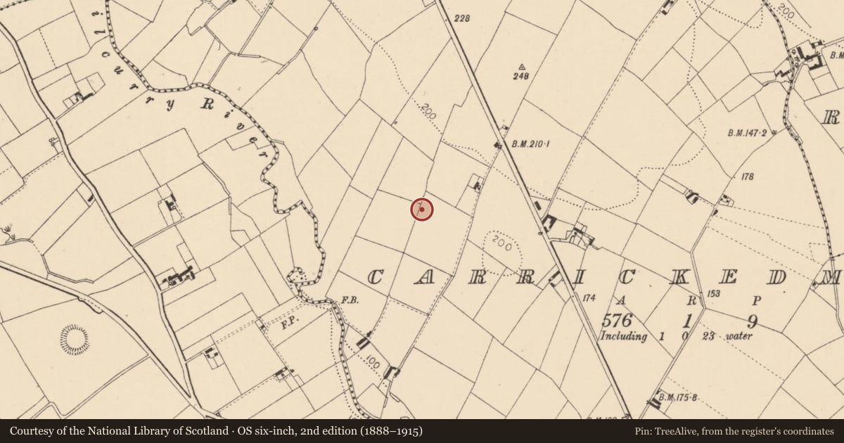Ordnance Survey six-inch map, 2nd edition (1888–1915) covering the location of Cairn - unclassified, Carrickedmond, County Louth, with a pin at the register's coordinates
