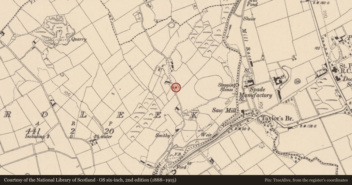 Ordnance Survey six-inch map, 2nd edition (1888–1915) covering the location of Souterrain, Proleek, County Louth, with a pin at the register's coordinates