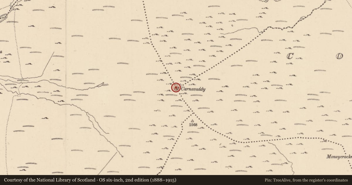 Ordnance Survey six-inch map, 2nd edition (1888–1915) covering the location of Cairn - unclassified, County Louth, with a pin at the register's coordinates