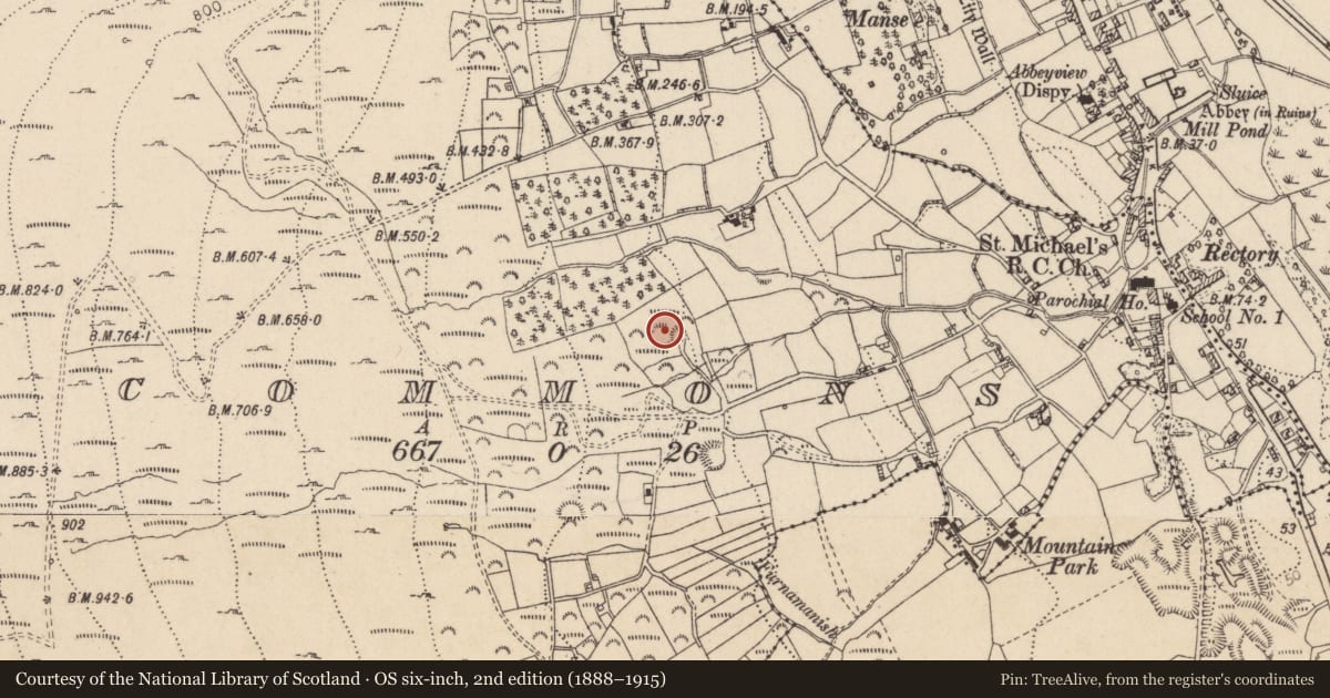 Ordnance Survey six-inch map, 2nd edition (1888–1915) covering the location of Ringfort - rath, Commons (Louth Par.), County Louth, with a pin at the register's coordinates