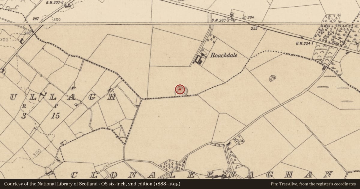 Ordnance Survey six-inch map, 2nd edition (1888–1915) covering the location of Enclosure, Annaghvacky, County Louth, with a pin at the register's coordinates