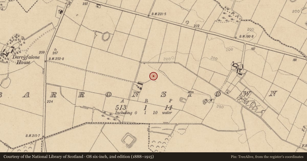Ordnance Survey six-inch map, 2nd edition (1888–1915) covering the location of Castle - unclassified, Barronstown, County Louth, with a pin at the register's coordinates