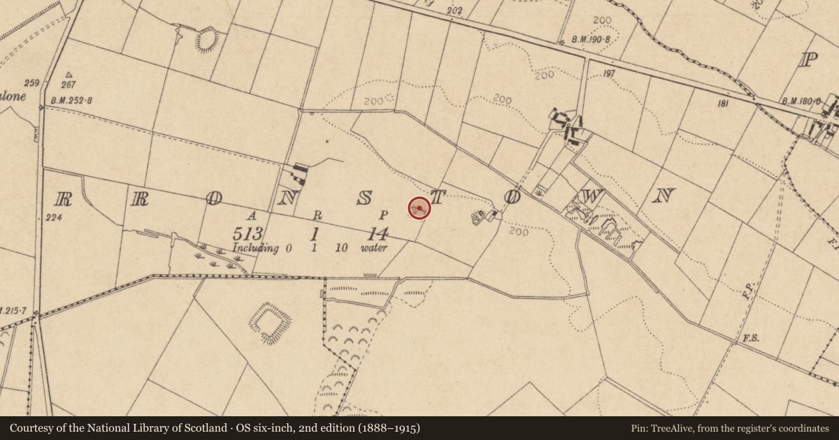 Ordnance Survey six-inch map, 2nd edition (1888–1915) covering the location of Church, Barronstown, County Louth, with a pin at the register's coordinates