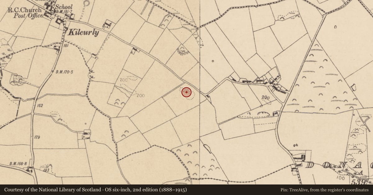 Ordnance Survey six-inch map, 2nd edition (1888–1915) covering the location of Souterrain, Donaghmore, County Louth, with a pin at the register's coordinates
