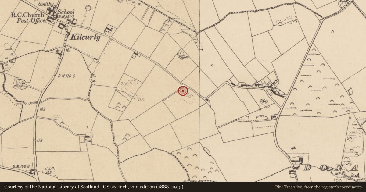Ordnance Survey six-inch map, 2nd edition (1888–1915) covering the location of Souterrain, Donaghmore, County Louth, with a pin at the register's coordinates