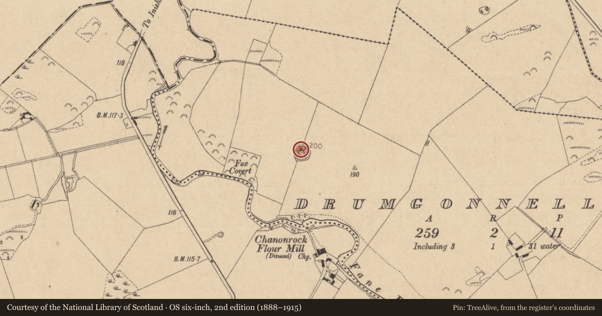 Ordnance Survey six-inch map, 2nd edition (1888–1915) covering the location of Ringfort - rath, Drumgonnelly, County Louth, with a pin at the register's coordinates