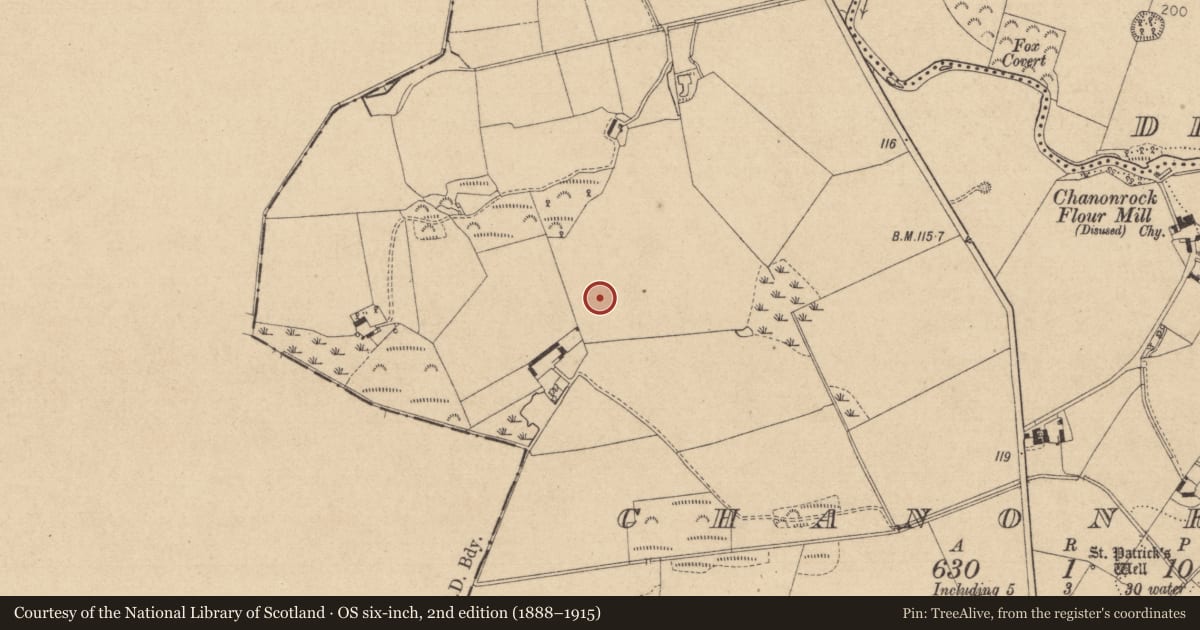Ordnance Survey six-inch map, 2nd edition (1888–1915) covering the location of Ringfort - rath, Chanonrock, County Louth, with a pin at the register's coordinates