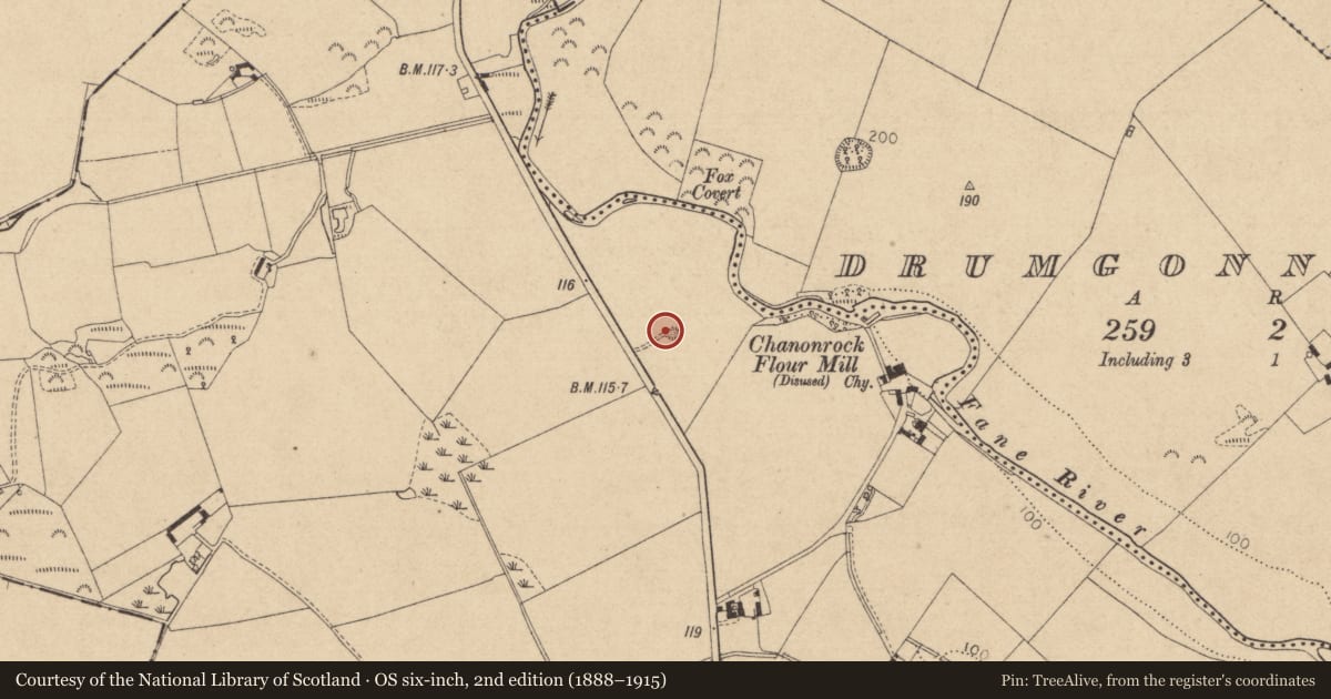 Ordnance Survey six-inch map, 2nd edition (1888–1915) covering the location of Souterrain, Chanonrock, County Louth, with a pin at the register's coordinates