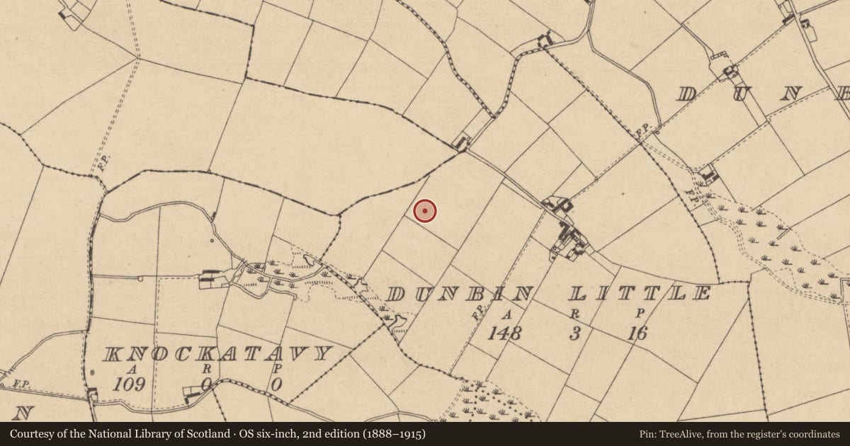 Ordnance Survey six-inch map, 2nd edition (1888–1915) covering the location of Enclosure, Dunbin Little, County Louth, with a pin at the register's coordinates