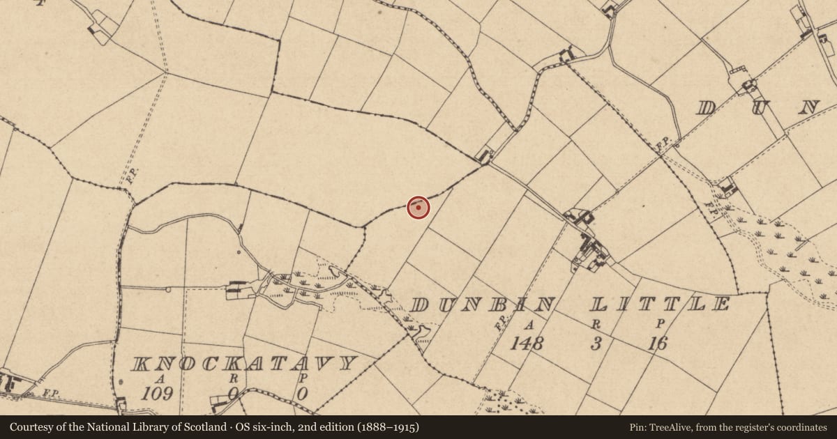 Ordnance Survey six-inch map, 2nd edition (1888–1915) covering the location of Enclosure, Dunbin Little, County Louth, with a pin at the register's coordinates